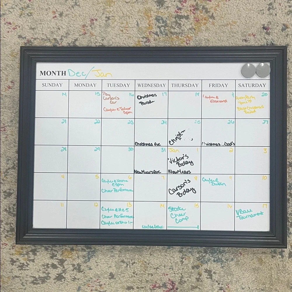 Hobby Lobby Black Framed Dry Erase Calendar